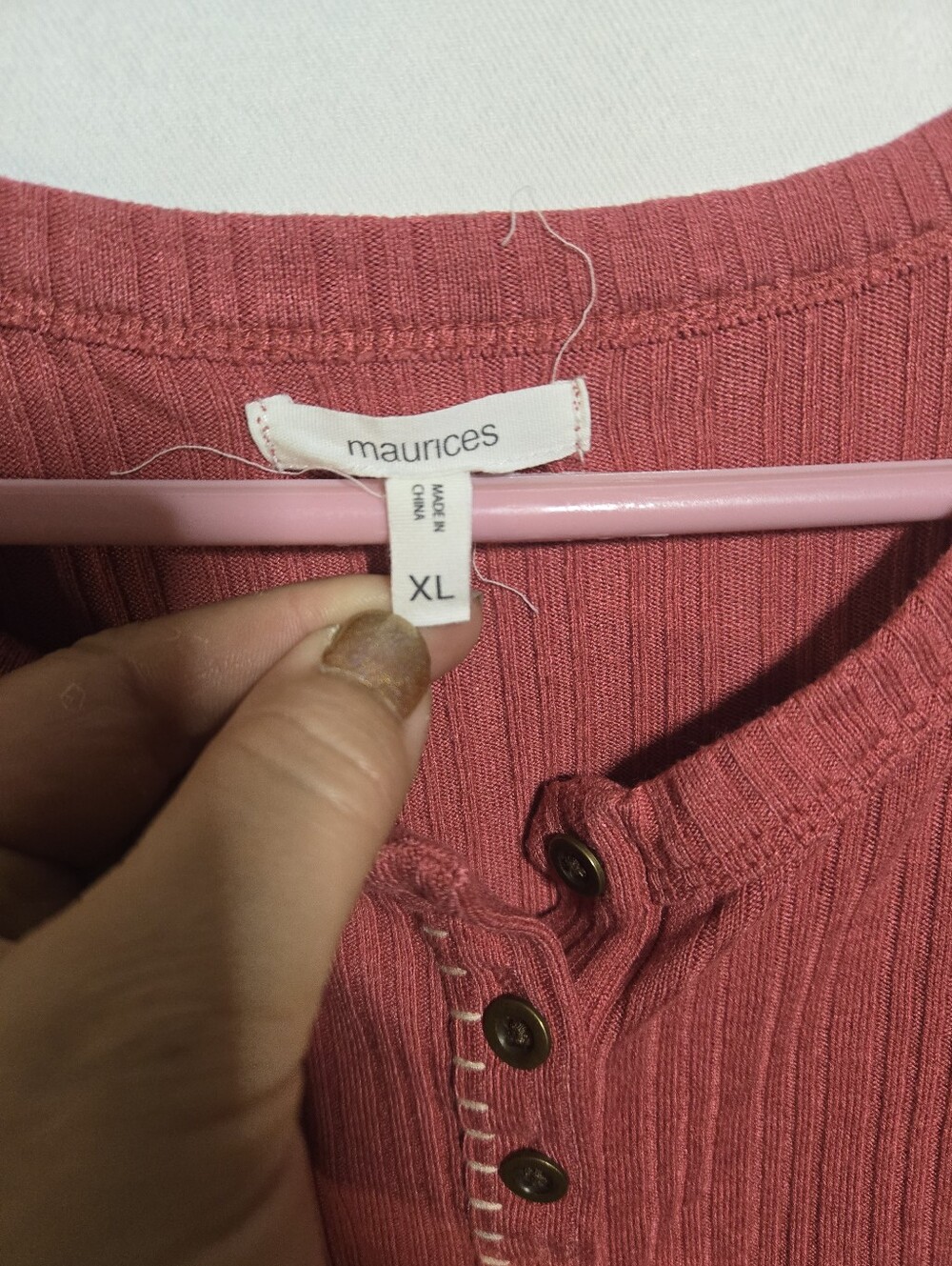 Maurices Ribbed Henley Tank Top - Rose - Picture 2 of 3